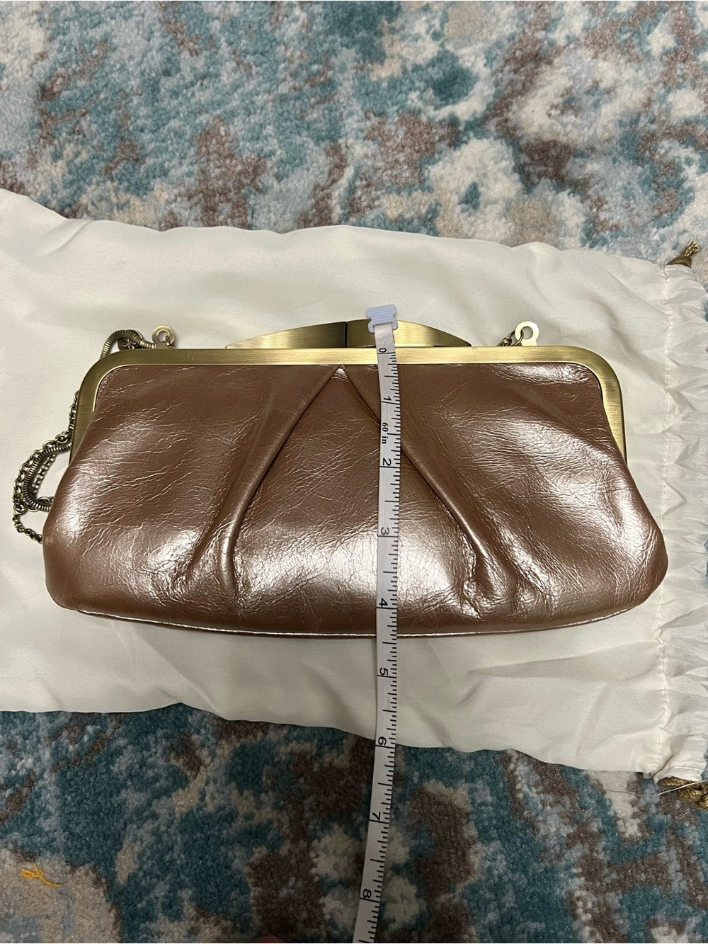 HOBO Bronze Metallic Pleated Frame Clutch with Chain Strap - Picture 6 of 6